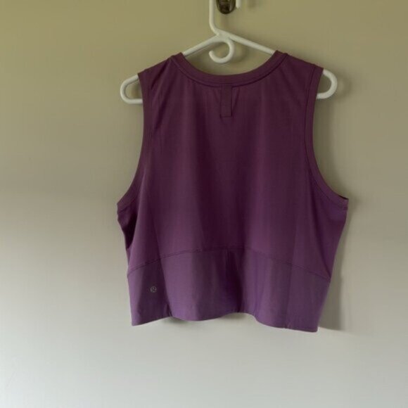 Lululemon Women Purple Mesh Back Cropped Train Tank Top Size 12 - Picture 9 of 13